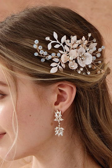 Blomst Krystall Perle Rhinestone Bryllup Hårspenne